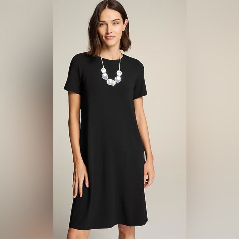 J. Jill Wearever Collection Black Short Sleeves Dress Above Knee Stretch Size 3X
